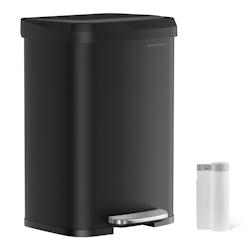Helloshop26 - Poubelle de cuisine 50 litres poubelle à pédale en métal avec couvercle grande et haute noir 12_0007193 - 3000223935919_0