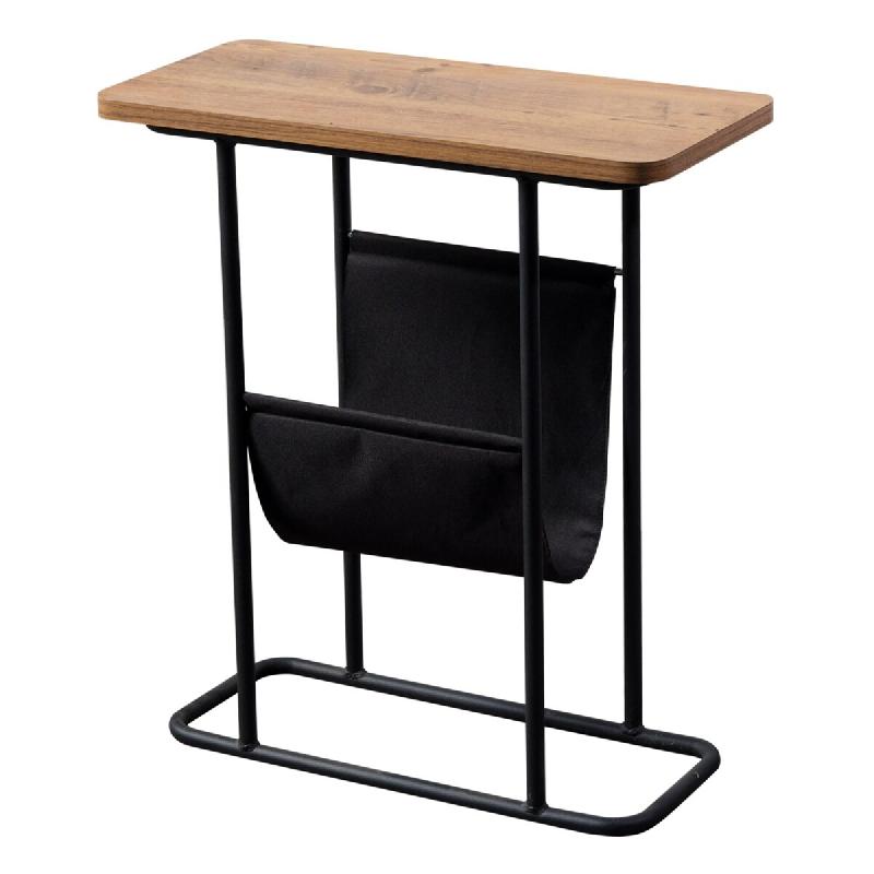 Helloshop26 - Table d'appoint avec espace de rangement 64 x 55 x 24 cm effet noyer / noir 03_0008599 - noir métal 3001940082726_0