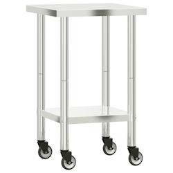 Helloshop26 - Table de travail de cuisine professionnelle avec roues 55 x 55 x 85 cm acier inoxydable 02_0045414 - 3000220667028_0