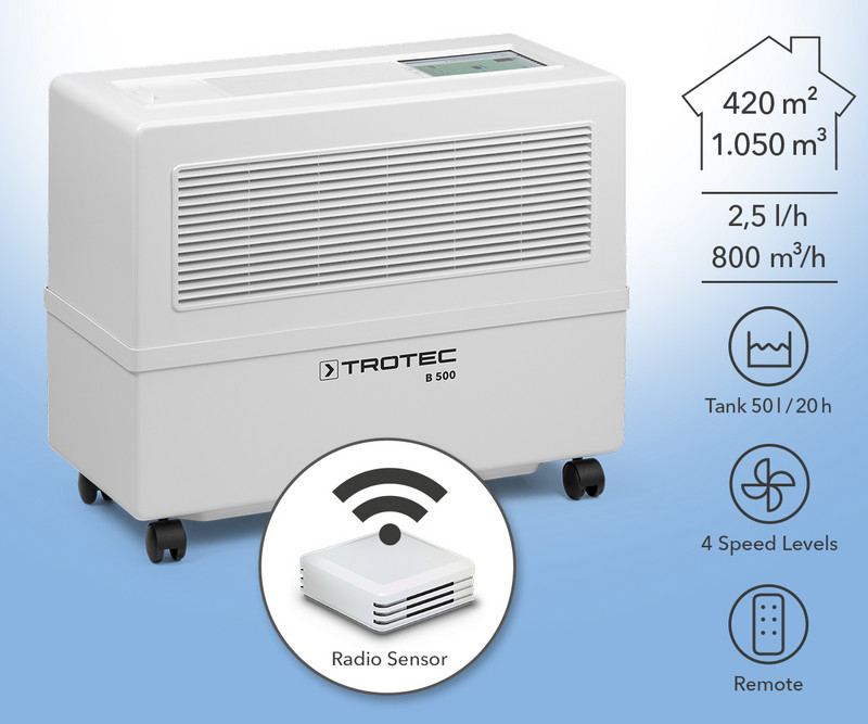 Humidificateur à évaporation avec lampe UV permettant de supprimer les germes et les bactéries du réservoir d'eau - B 500 Radio_0