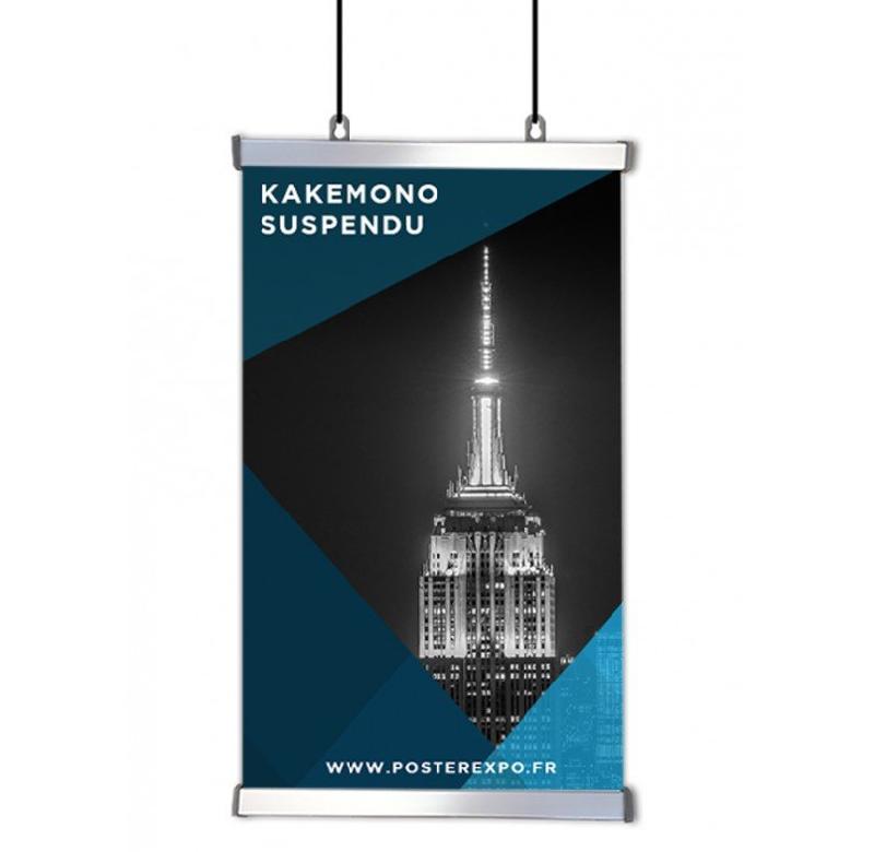 Kakemono suspendu 85x200 - système à clips avec visuel installé - Référence: PE-KAKE-SUS-85_0