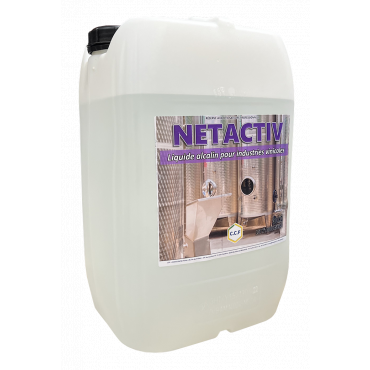NETACTIV Liquide alcalin pour industries vinicoles - Élimine souillures organiques et minérales, dérougissage en une seule opération - Adapté aux circuits chauds ou froids_0