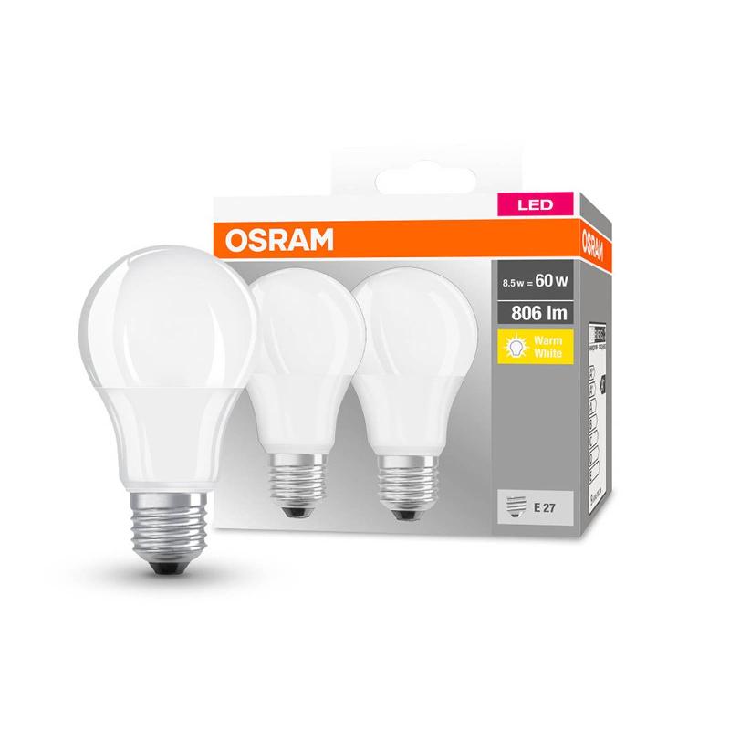 OSRAM AMPOULE LED CLASSIC E27 8,5W 2 700K 806LM X2