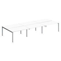 Pôle 6 bureaux droits Teamline L 420 cm - plateaux blanc piètement métal aluminium arche_0