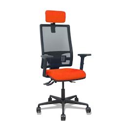 Piqueras y Crespo Silla Bormate asincro malla negra asiento bali naranja oscuro brazos 2D ruedas 65mm cabecero regulable - orange multi-matériau 405A_0