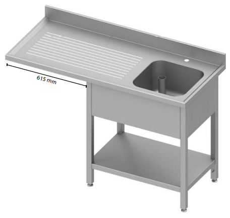 Plonge inox 1 bac  à droite avec passage lave-vaisselle 1300x600x900 soudée - 934896130S_0