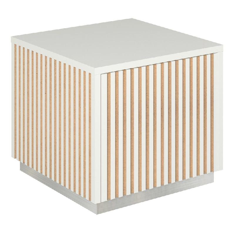 Podium 1 porte push-pull Vertigo T01 MDF naturel et blanc 45x45x40cm_0