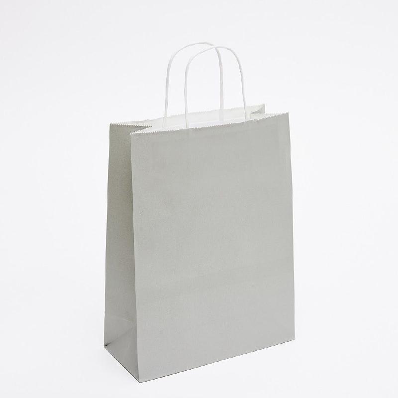 Sac kraft gris poignées torsadées 22x10x29cm - paquet de 50 - robuste et élégant_0