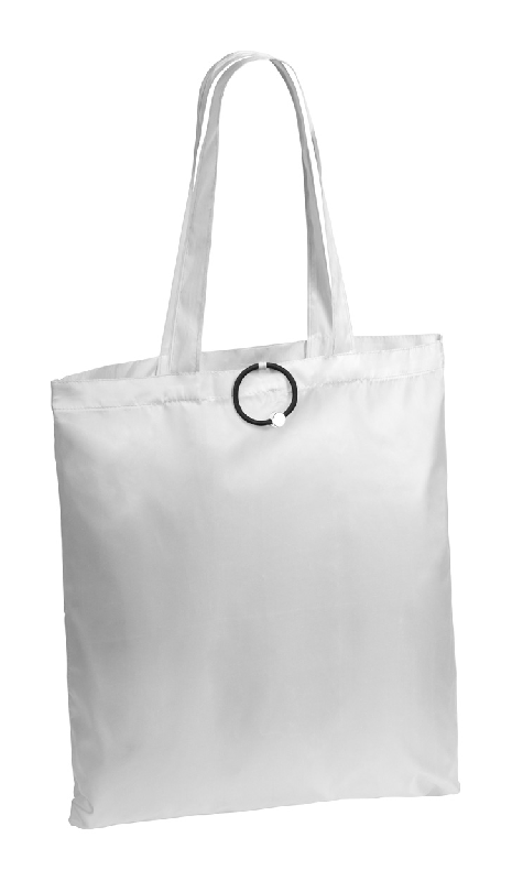 Sac shopping pliable en polyester 190D avec bracelet en caoutchouc - couleur blanc - 22g_0