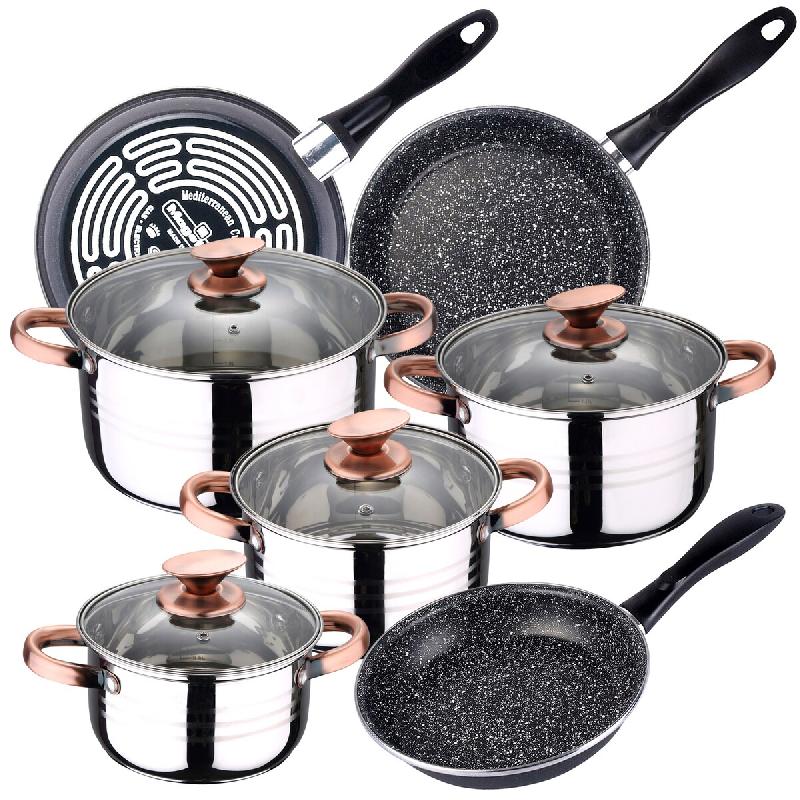 San Ignacio - Batterie de cuisine 16/18/20/24cm Nona en acier inoxydable compatible induction avec jeu de poêles 18/20/24cm K2 Gransasso - multi-mat�_0