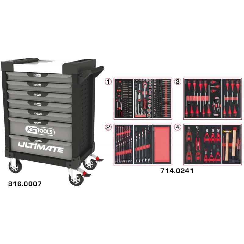 Servante PEARLline grise et noire 7 tiroirs équipée de 241 outils - KS Tools | 816.7241_0