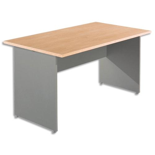 Simmob bureau droit hêtre l80 x p80 cm et voile de fond couleur alu_0