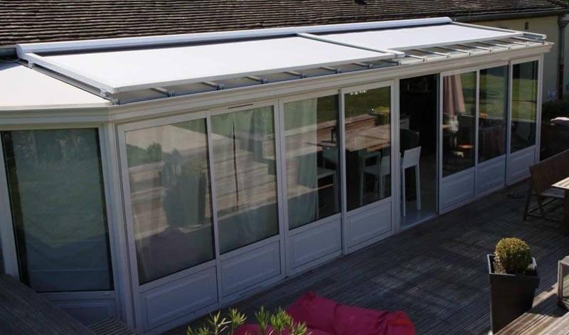 Store de Toit Toile Dickson Acrylique Extérieur 2 Modules Motorisés pour Véranda et Pergola Sur Mesure Référence: store de toit Dickson 2 modules_0