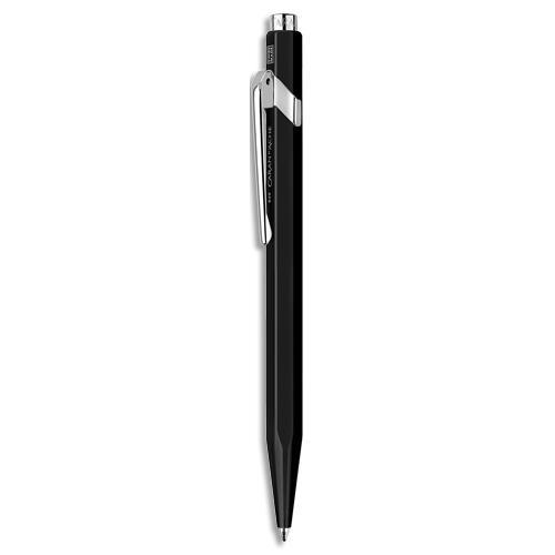 STYLO BILLE CARAN D'ACHE 849 CLASSIC - RETRACTABLE - EN ALUMINIUM - CORPS HEXAGONAL NOIR, ENCRE BLEUE