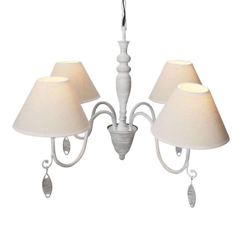 NÄVE SUSPENSION MERLE À 4 LAMPES AVEC ABAT-JOUR TISSU
