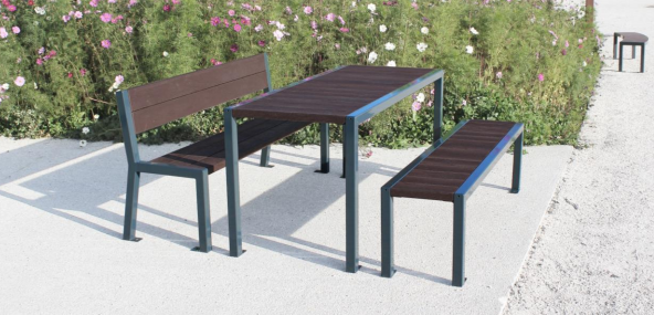 Table de pique-nique elégance / accessible pmr / métal / plastique / 172 x 180 x 78 cm / livrée montée_0