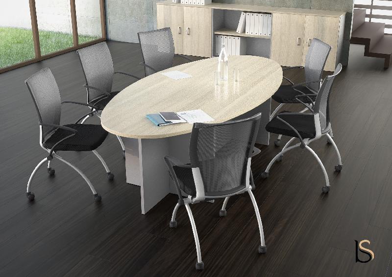 Table de réunion ovale Tono - Mobel Linea. - 250, Chêne moyen_0