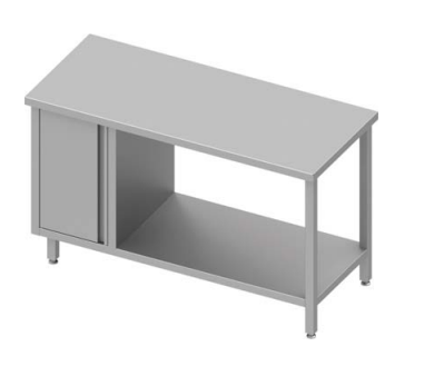 Table de travail inox centrale avec placard  à gauche et étagère 1200x700x900 soudée - 932977120_0