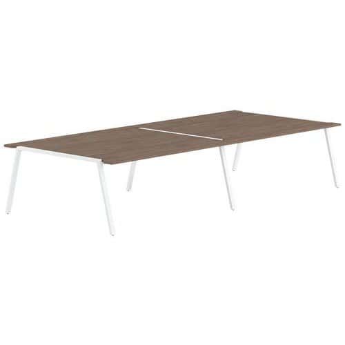 TABLE RÉUNION GARY 240 X 160 CM PIED BLANC PLATEAU NOYER - MBA
