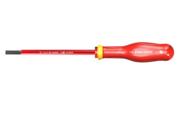 TOURNEVIS PROTWIST® ISOLÉ 1000V POUR VIS À FENTE 5,5X125MM LONGUEUR TOTALE 235MM - FACOM - AT5.5X125VE