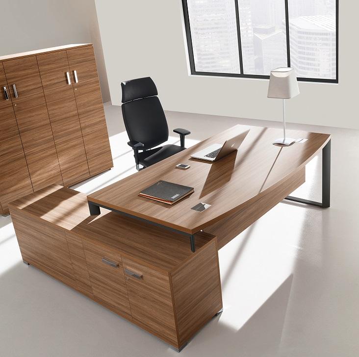 Veine - Bureau de direction avec desserte réversible, plateau stratifié ou verre, haute résistance et antibactérien_0