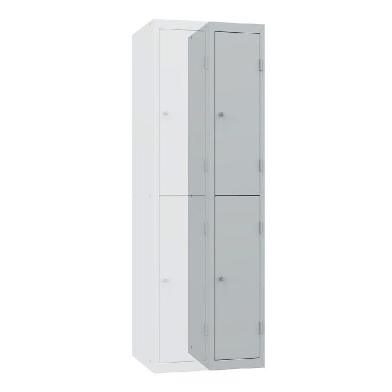 VESTIAIRE BUDGET 2 CASIERS - ELEMENT SUIVANT - CORPS GRIS - PORTES GRISES