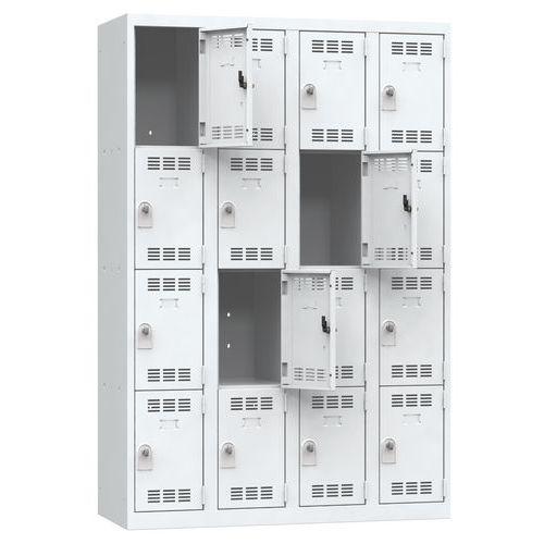 Vestiaire multicases - 4 cases par colonne - moraillon - gris clair - 1200 x 500 x 1800 mm_0
