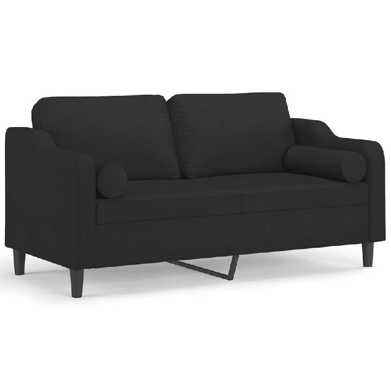 VidaXL Canapé 2 places avec oreillers décoratifs noir 140 cm tissu Modèle AbriDomainPlus 378 - 3200849_0
