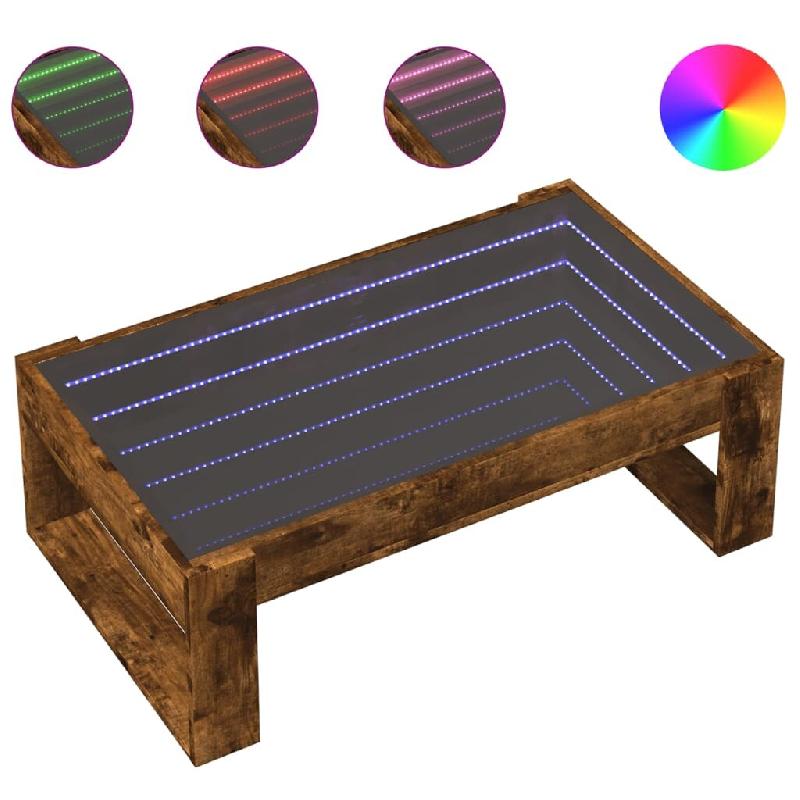 VidaXL Table basse avec LED infini chêne fumé 90x53x30 cm Modèle Terra Industriel - 847641_0