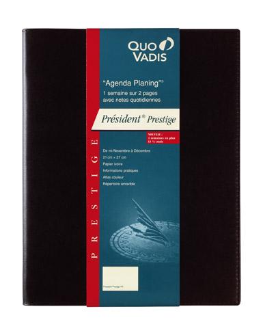AGENDA QUO VADIS PRÉSIDENT PRESTIGE SEMAINIER - ANNÉE 2027 - 21 X 27 CM NOIR