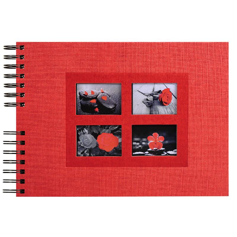 ALBUM PHOTOS À SPIRALES 50 PAGES NOIRES PASSION - 32X22 CM - ROUGE