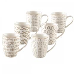 Aulica Mugs Geometrique 350Ml - Lot De 6 - beige céramique 875101_0