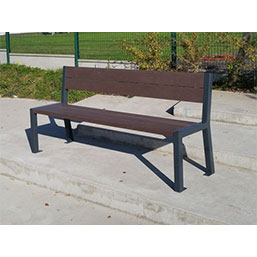 Banc public avec lattes renforcées - STOCKHOLM - plastique recyclé et piétement acier_0