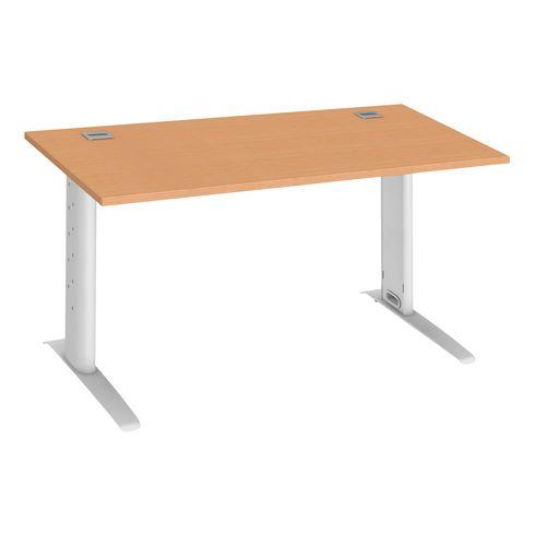 BUREAU DROIT EXCELLENS L 140 CM HÊTRE RÉGLABLE EN HAUTEUR PIÉTEMENT MÉTAL BLANC