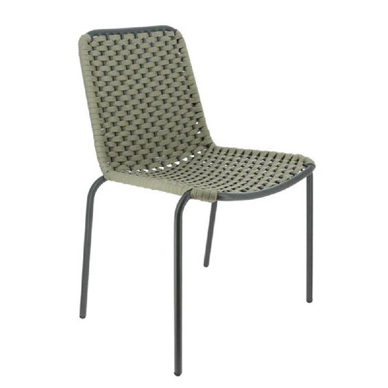 Chaise d'extérieur empilable Arona en acier et corde - taupe_0
