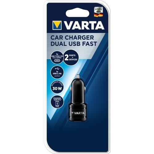 CHARGEUR USB POUR VOITURE - 12/24 V - 2 PORTS TYPE C ET USB A VARTA