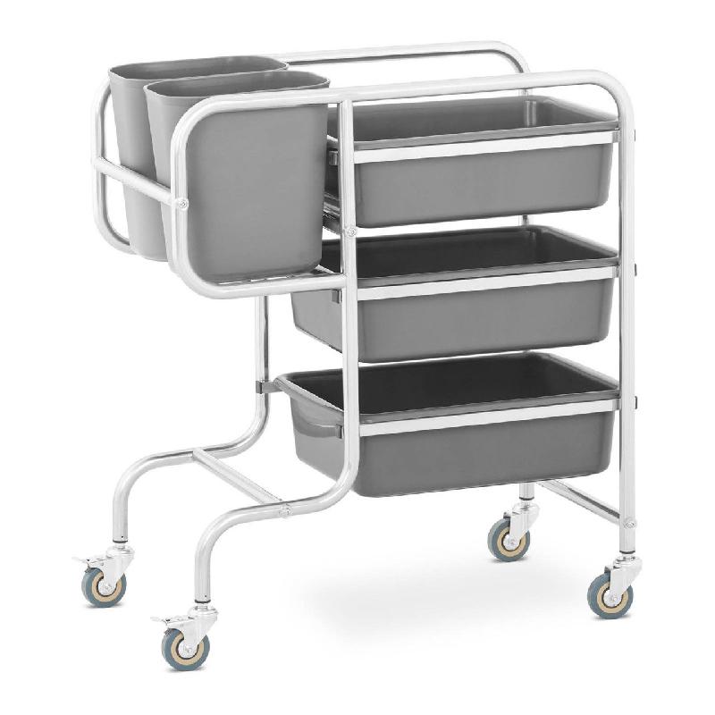 Chariot De Service Royal Catering - 3 Plateaux 84.5x49cm, 150kg, Roues Pivotantes