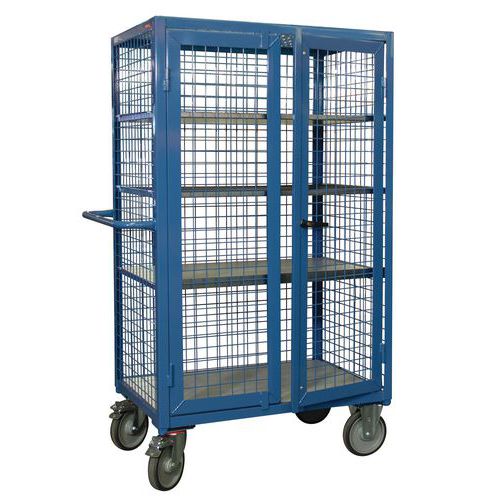 CHARIOT HAUT AVEC PORTES - 5 ÉTAGÈRES 1000MM X 700MM- 500KG BLEUE - FIMM