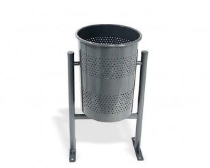 Corbeille Barcelona ronde 60L - acier gris RAL 7011_0
