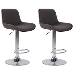 Décoshop26 - Lot de 2 tabourets de bar chaises hautes en tissu gris foncé coutures verticales support en métal chromé 10_0004284 - gris 3000252024233_0
