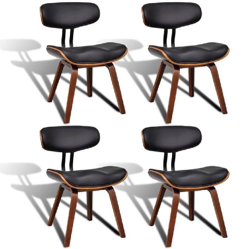 Décoshop26 - Lot de 4 chaises de salle à manger cuisine design moderne bois courbé et synthétique noir CDS021324 - noir Bois massif 3001181399782_0