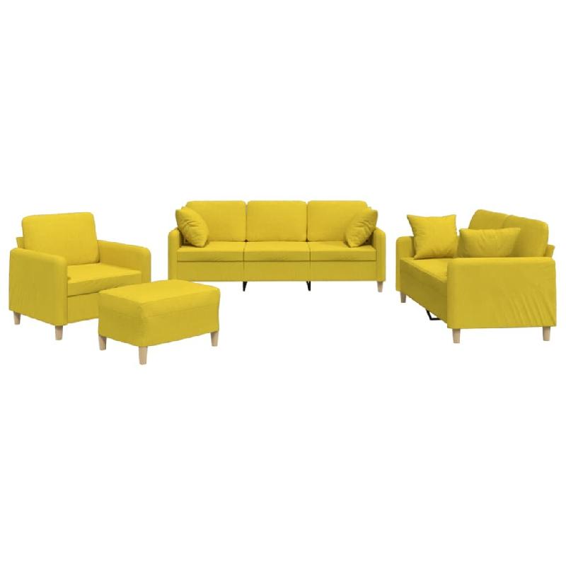 Ensemble de canapés 4 pcs avec coussins jaune clair tissu Modèle Orion Extensible Plus - 8721012070509_0