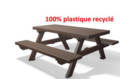 Ensemble pique-nique en plastique recyclé hanit® - ISOLA - 180x174 cm, 151 Kg, coloris marron_0