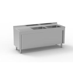 ERATOS Meuble Plonge Gamme 700 Aisi-304 18/10 2000X700X850 - 2 Cuves 600X500X300 - Egouttoir A Gauche FMM-207/21I - Acier inoxydable 18/10 FMM-207/21I_0