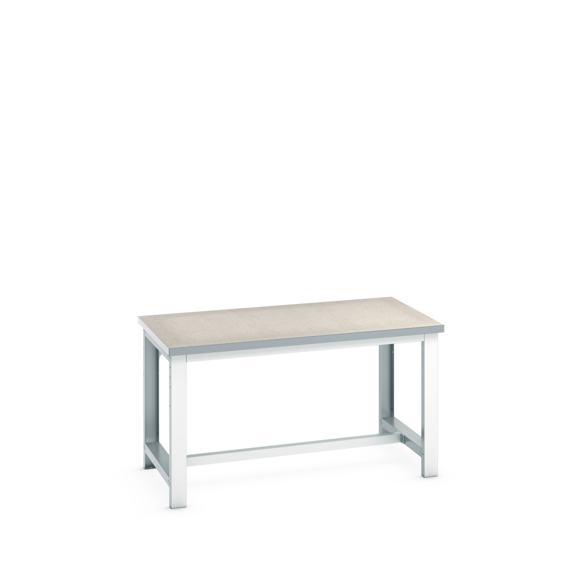 Établi avec ossature Cubio Lino - 41004021.16V - acier, charge lourde, plateau lino 40 mm, 1500x900x840 mm_0