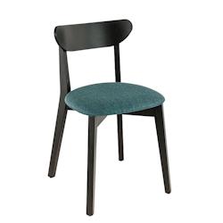 France Mobilier CHR Lot de 2 chaises Aglaé noires assise bleue 76x48x44 cm - Bois massif 3760326526314_0