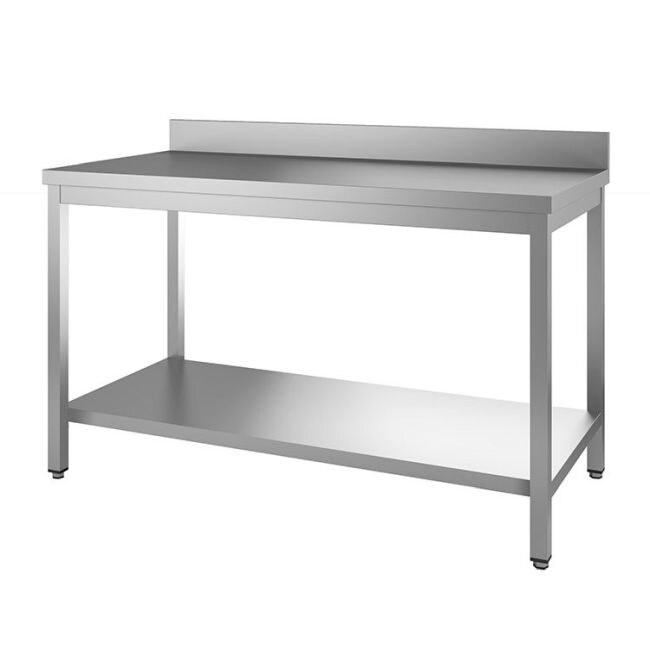Gastro-Inox Table de travail en inox avec fond et rebord 800x700x880mm - 7445908394395_0