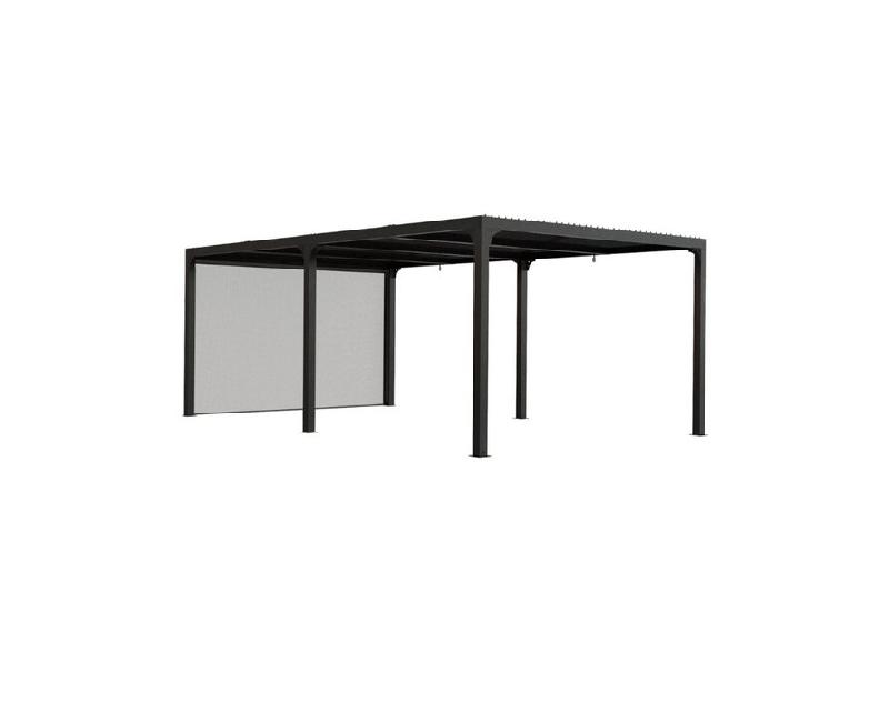 HABRITA Pergola Bioclimatique 360x598 Avec Rideau Gris Clair Surf De Protection 21,52 M2 per36r60bi - gris 3701406700811_0
