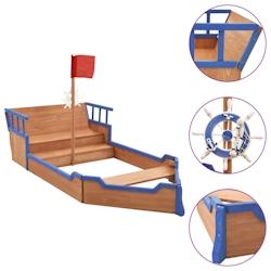 Helloshop26 - Bac à sable bateau pirate bois de sapin 190 x 94,5 x 101 cm 02_0005052 - 3001919299780_0