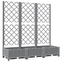 Helloshop26 - Jardinière bac lit surélevé plantes fleurs terrasse jardin avec treillis clair 120 x 40 x 121,5 cm PP gris 02_0038342 - 3000214179001_0